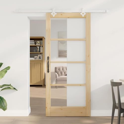 Innentüren Komplettset Falttüren,Schiebetür Braun 86 x 198,5 cm Holz und Metall,Innentüren für Wohnzimmer,Schlafzimmer,Diele,Flur