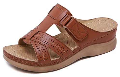 SMajong Sandales Femme été Mode Mules Femmes Compensées Chaussons Confortable Bout Ouvert Plateforme Pantoufles Chaussures de Plage