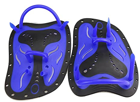 Justerbar Silikon Hand Simning Trax Paddlar fenor Flippers Webbed Training Pool Dykhandskar padel for män Kvinnor Barn Varmt Och BekväMt(Blue)