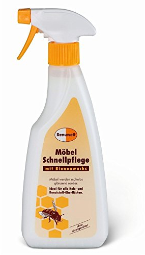 Renuwell Möbel Schnellpflege mit Bienenwachs, 500 ml – Reinigung und Pflege für Möbel und Holzoberflächen, entfernt Staub & Fingerabdrücke, frischt Farben auf, Schweizer Qualität