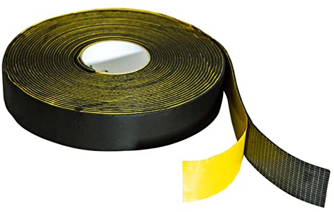 Cinta adhesiva con malla 15mtr. 3 mm x 50 mm x 15 mm de Caucho Elastomérico Adhesivado para Aislante Térmico, Tuberías Aire Acondicionado, Puertas, Ventanas. Aísla Todo Tipo de Superficie