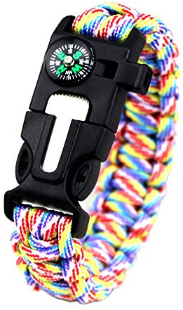 YzoTek Bracelet de Sport Camouflage Paracord - Bracelet de Survie 5 en 1 avec Outils D'urgence Multiples Boussole, Silex, Grattoir, Sifflet pour La Chasse et La Pêche en Pleine Nature