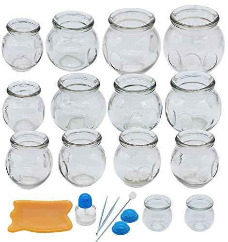NFZUNW Cupping Therapy Sets,14 Cups Thick Chinese Acupoint Glass Cupping Therapy Set for Professionals,for Massage Back and Relieve Fatigue