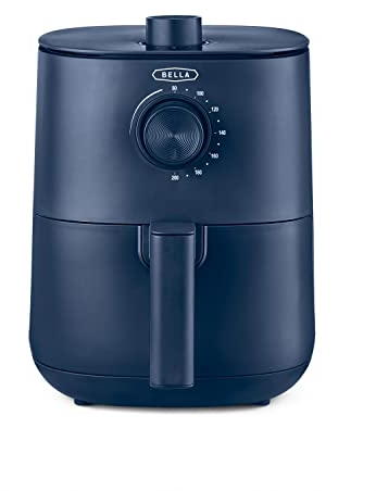 BELLA 3 L Manual Air Fryer Oven and 5-in-1 Multicooker with Removable Nonstick and Dishwasher Safe Crisping Tray and Basket, 1400 Watt Heating System, Matte Blue
