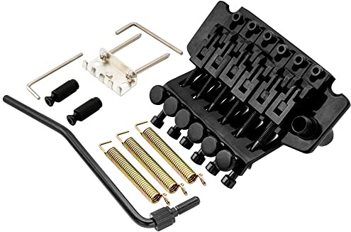 Musiclily Pro BL001 54mm (2-1/8 inch) Guitar Double Locking Tremolo Bridge System with 34mm Full Solid Brass Block for Floyd Rose Style Electric Guitar Replacement, Black