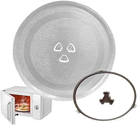LIGUOYI Redonda Placa De Cristal Giratoria De ​microondas, 245mm 270mm Plato Giratorio para Microondas, Giratorio Microondas Plato De ​Repuesto, Giratoria con Anillo Giratorio Y Soporte, Espesado