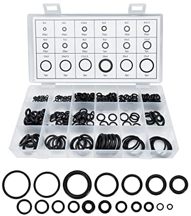 ESEWALAS Gummi-O-Ring-Sortiment, O-Ring-Dichtung, Reparaturbox, Dichtungs-Sortiment, O-Ringe, Dichtungen, Unterlegscheiben für Auto, professionelle Sanitär, Wasserhahn, Mechaniker, Reparaturen, 300