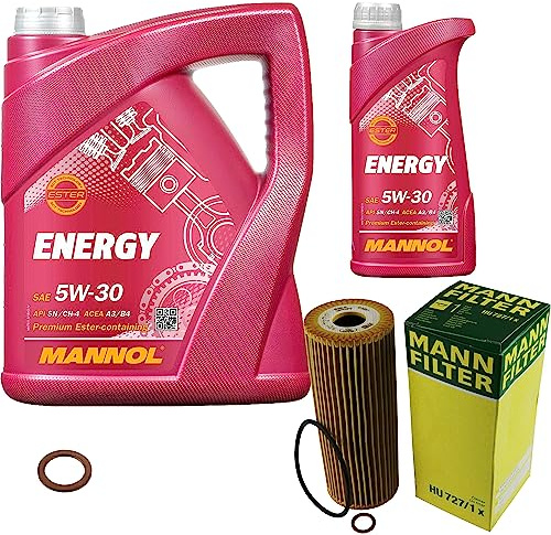 EISENFELS Filter Set Inspektionspaket erstellt mit 6 L Motoröl MANNOL Energy 5W-30, MANN-FILTER Ölfilter, Dichtring