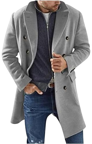 NUSGEAR Abrigo hombre invierno, Sobretodo Mezcla de Lana Botón Manga Larga Gabardina de Color sólido Abrigo Moda Slim fit Cortavientos Elegant caliente Chaquetas parka Blazer Outwear traje 2024