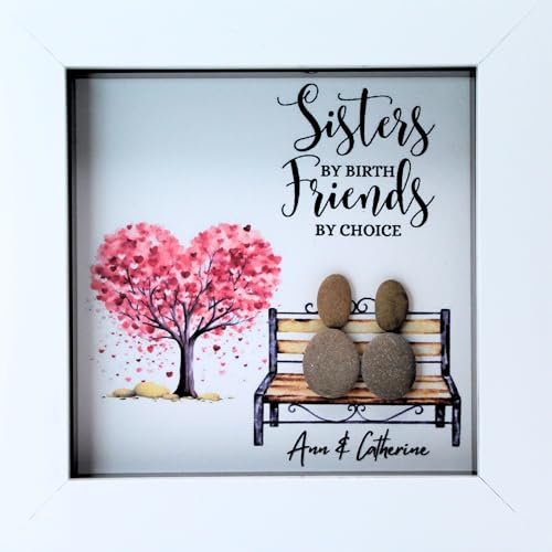 Personalised Sister Pebble Art Picture - Handmade Sister Birthday Gift Symbolising Family, Perfect Presents for Sisters for Birthday, Christmas, or Just Because Gifts for Her.