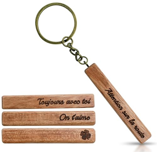 Ernestine - Porte clés porte bonheur 4 faces - porte clefs Ange Gardien - Cadeau original Femme Homme Amie mamie papi - Cadeaux voiture porte clés - cadeau fête des pères - porte clés trèfle