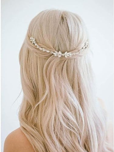 Resweky Braut Hochzeit Blume Haarkamm Silber Strass Bridal Hair Pieces Braut Haar Side Kamm Haarschmuck für Frauen und Mädchen