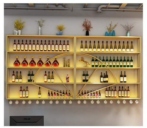 UYDJAKX Floating Wine Holder LED Wall Mounted Wine Rack Bar Liquor Bottle Display Shelf Étagère À Vin Étagères Polyvalentes En Métal For Home Bar, Dining Room, Kitchen Star of Light