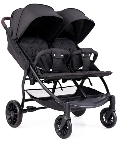 GOPLUS Zwillingskinderwagen, Buggy Kinderwagen ab Geburt, Klappbar Geschwisterwagen mit verstellbare Sonnenverdeck & Fußstützen, Doppelbuggy Reisebuggy für 2 Kinder, Buggy Zwilinge (Dunkelgrau)