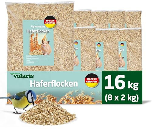 Eggersmann Volaris Copos de Avena 8X 2 kg – alimento para Aves Silvestres. También Ideales como Comida para erizos, Conejos y roedores. Adecuado para la alimentación de Aves Durante Todo el año.