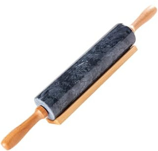 Cabilock Rouleau à Pâtisserie Manche en Bois en Marbre Noir