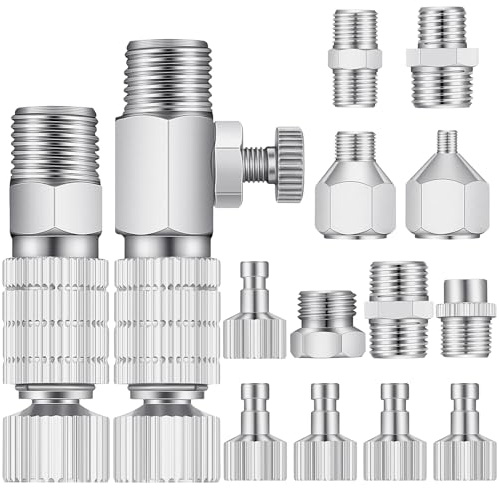 14 Pcs Airbrush Adapter Set Airbrush Quick Release Coupling Disconnect Adapter Kit Airbrush Quick Release Disconnect Fitting Connector Set Female Connectors for Air Compressor and Airbrush Hose