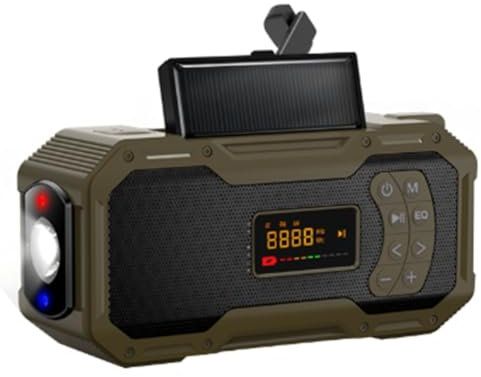 Boddceto Emergency Weather Radios Hand Crank Solar Bluetooth Speaker Portable AM FM Radio 5000mAh Battery Powered Waterproof Easy Install