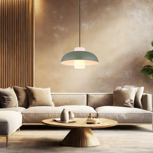 Pendellampe Esstischleuchte LED Hängelampe Metall Küchenleuchte grün Wohnzimmerlampe, Glas opal, 9W 810lm warmweiß, DxH 38 x 120 cm