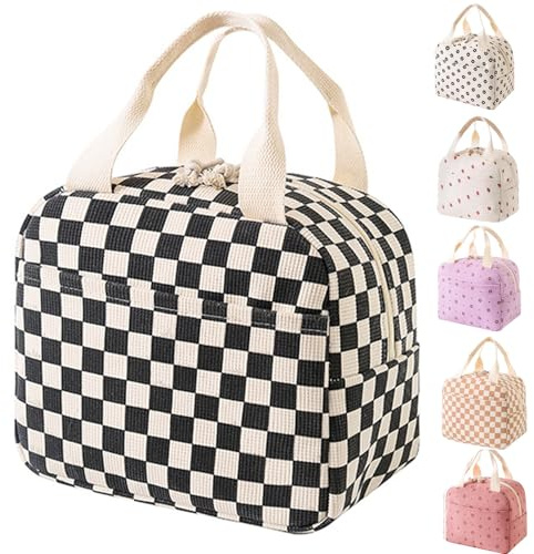 WYSUMMER Lunch Bag Corduroy Insulated Tote Cooler Bag | Thermal Lunch Bag Leak Proof Cooler Bag with Front Pocket For Adults Work School Picnic Travel Beach