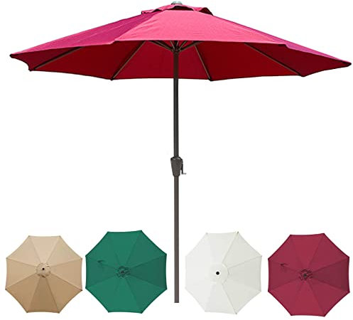 Parasolo da giardino, mercato con manovella - ombrello del mercato da tavolo da 9 piedi/10 piedi, ventilazione della protezione solare senza paradisi di base per terrazza, balcone, cortile, barrette