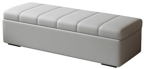 Generisch Leder-Ottomanen, mit Stauraum am Bettende der Bettbank, für Schlafzimmer, Eingangsbereich oder Wohnzimmer, Ottomanenbänke (Grau, 100 x 40 cm)