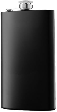 Hrlace Petaca de acero inoxidable, botella de agua, apta para llevar alcohol, reutilizable, para hombres y mujeres, elegante bebida de viaje, color negro, 300 ml
