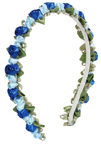 Blumen Haarreif Dirndl Haarband Blaue Rosen Trachten Haarschmuck Blumen Haarkranz Blumenkranz Haare Blumenstirnband Damen Mädchen Kopfschmuck für Hochzeit Karneval Mottoparty