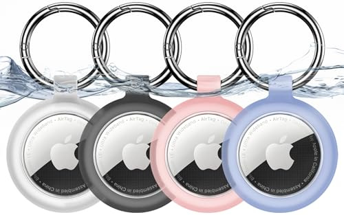 Inesore Fodral för Apple AirTag transparent vattentät nyckelring & kolfiberlook, repbeständig bagagelapp och nyckelring (flerfärgad)