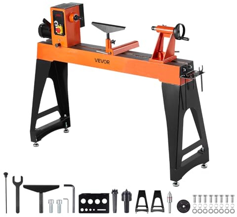 VEVOR 2 HP Wood Lathe, 18 x 40 in Wood Lathe Machine with 0 to 3200 RPM Variable Speed Brushless DC Motor Cast Iron Body, Tool Rest for Medium to Large Projects Woodworking