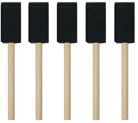 Zenfony 5 Pack 1-Inch Foam Brush Set, 2.5cm Sponge Paint Brushes, Lightweight Painting Tools, Ideal for Crafting, Painting, Varnish & Cleaning Projects