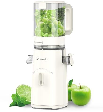 Exprimidor lento, Zasmira Neueste Entsafter für Gemüse und Obst mit 120 MM Breitem Einfüllschacht, Hohe Saftausbeute für Ganzes Gemüse und Obst, Leicht zu Reinigen