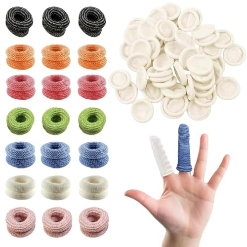 71 Pcs Finger Bandages Tubular Set - Cotton & Rubber Finger Cots for Wound Protection - Thumb & Finger Stall for Work, Kitchen, Sports (Multicolor)