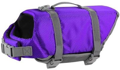 Hund Flytväst Väst for Simning Båtliv Justerbar Valp Husdjur Flytkraft Katt for Katter Hundar(Purple,XXL)