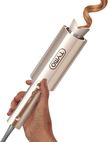 TYMO CurlPro Plus Automatic Rotating Curling Iron - Upgraded Long Barrel Curling Wand for Long Hair, Ceramic Hair Curler for Women, Anti-Scald, Tangle-Free, 600M Ionic, Dual Voltage, Gold, 1 1/2 Inch