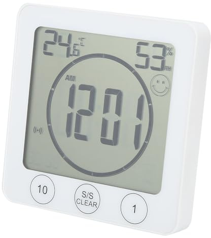Haofy Hygromètre Numérique Thermomètre Horloge pour Maison Salle de Bain Cuisine, Compteur de Température et d'humidité étanche pour Salle de Bain Miroir Verre Métal