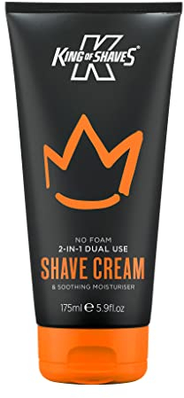 King of Shaves 2 in 1 No Foam Shaving Cream For Men, Post Shave Moisturiser, Moisturising Shave Cream Men 175ml