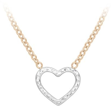 CARISSIMA Damen-Collier 9ct Two Tone Diamond Cut Heart Adjustable Necklace 41cm/16-43cm/17 375 Bicolor-2.19.6470