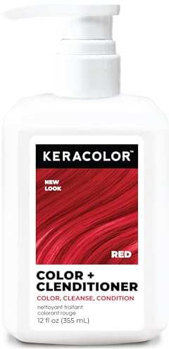 Keracolor Clenditioner Color Depositing Conditioner - Hair Glaze Colorwash, Red, 12 Fl Oz
