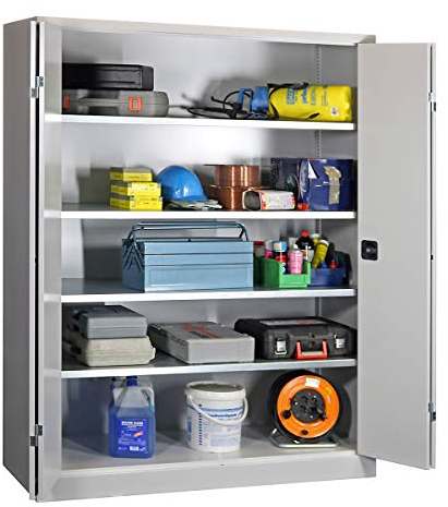 Certeo Pavoy | Falttürenschrank | Höhe 1950 mm | Breite 1500 mm | Tiefe 400 mm | grau