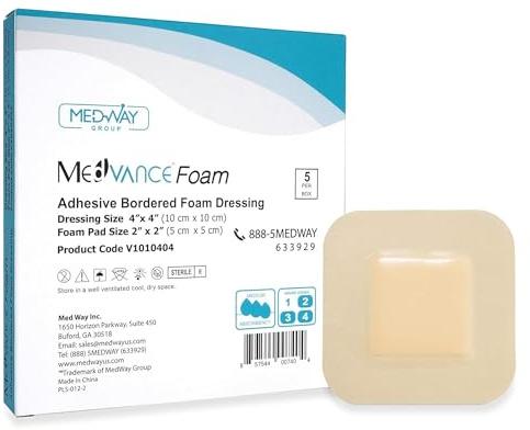 MedVanceTM Silikon – Silikon-Schaumverband mit Rand (10cm x 10cm - Bordered) | Einzeln verpackt – hochsaugfähige Bandagen – halbdurchlässige Schaumstoff-Wundkompressen