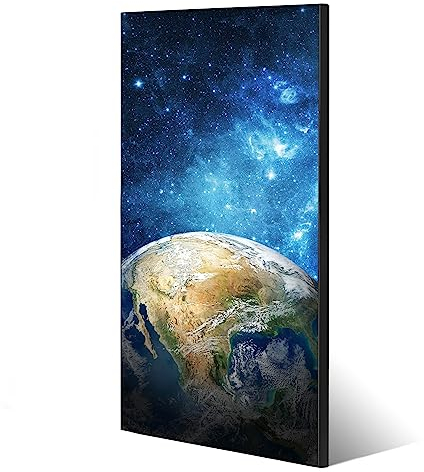 banjado® Magnettafel 37 x 78cm / Magnetwand aus Metall/Magnetpinnwand als Memoboard/Pinnwand Magnettafel Küche, Büro, Kinderzimmer inkl. 4 Magnete & Montageset - Motiv Erdkugel