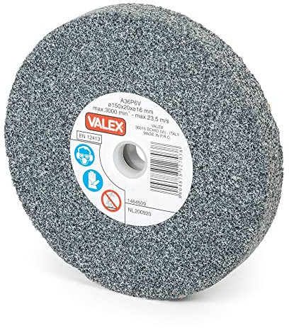 1464509 VALEX MOLA ABRASIVA 150x20MM FORO 16MM GRANA 36 SMERIGLIATRICE BANCO PIETRA RICAMBIO UNIVERSALE MOLATRICE SECCO MULTIMARCA DISCO ABRASIVO AFFILATRICE