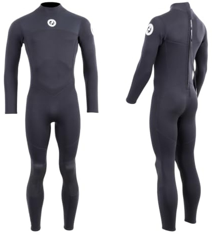 Two Bare Feet Thunderclap Men’s Full Length Wetsuit 2.5mm with Back Zip – Lightweight Flexible Summer Surfing Suit for Swimming, Snorkelling, Paddleboarding & Diving (X-Large, Black)