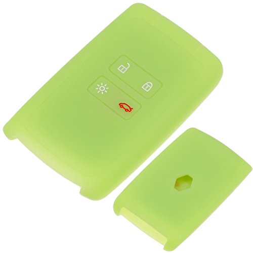 Soft Case Schutz Hülle Auto Schlüssel Fluoreszierend Grün (leuchtet im Dunkeln!) für Renault Megane Kadjar Clio Captur