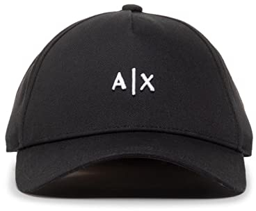 Armani Exchange Ricamo classico con logo piccolo, Berretto da baseball, Uomo, Black (Nero/Bianco - Black/White 00121), Taglia Unica
