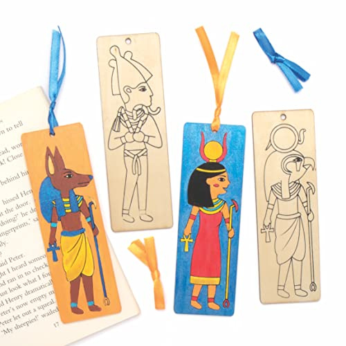 Baker Ross AT853 Lesezeichen aus ägyptischem Holz zum Selbermachen, Ausmal-Sets für Kunst- und Bastelprojekte für Kinder, 8 Stück, sortiert