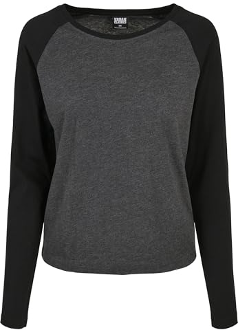 Urban Classics Ladies Contrast Raglan Longsleeve Frauen Langarmshirt Charcoal/schwarz S