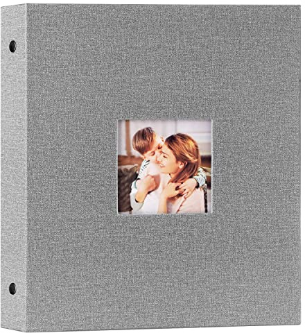 Lanpn Fotoalbum, 13 x 18 cm, Leinen-Einsteckalbum, für 33 x 45 cm Bilder (200 Taschen/1 Stück, grau)