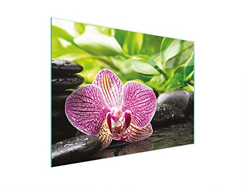 DarHaus Herdabdeckplatte 1 Teilig 30x22 cm Ceranfeldabdeckung Küche Elektroherd Induktion Herdschutz Spritzschutz Glasplatte Schneidebrett, Orchidee Violett